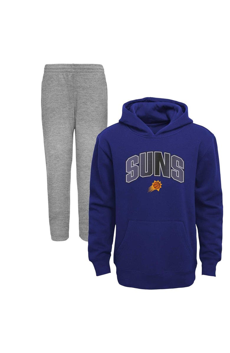 Outerstuff Preschool Purple/Heather Gray Phoenix Suns Double Up Pullover Hoodie & Pants Set, Main, color, Purple