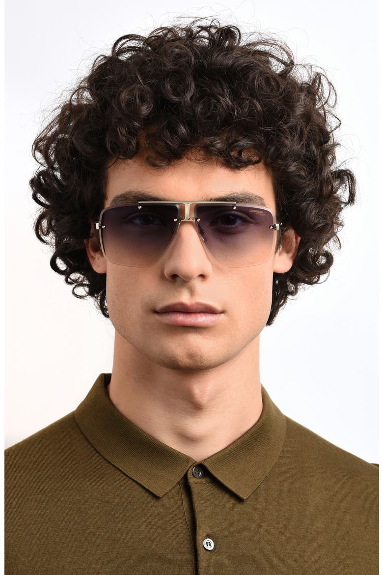 Gender Inclusive 1016/S 64mm Gradient Shield Sunglasses, Alternate, color, GOLD