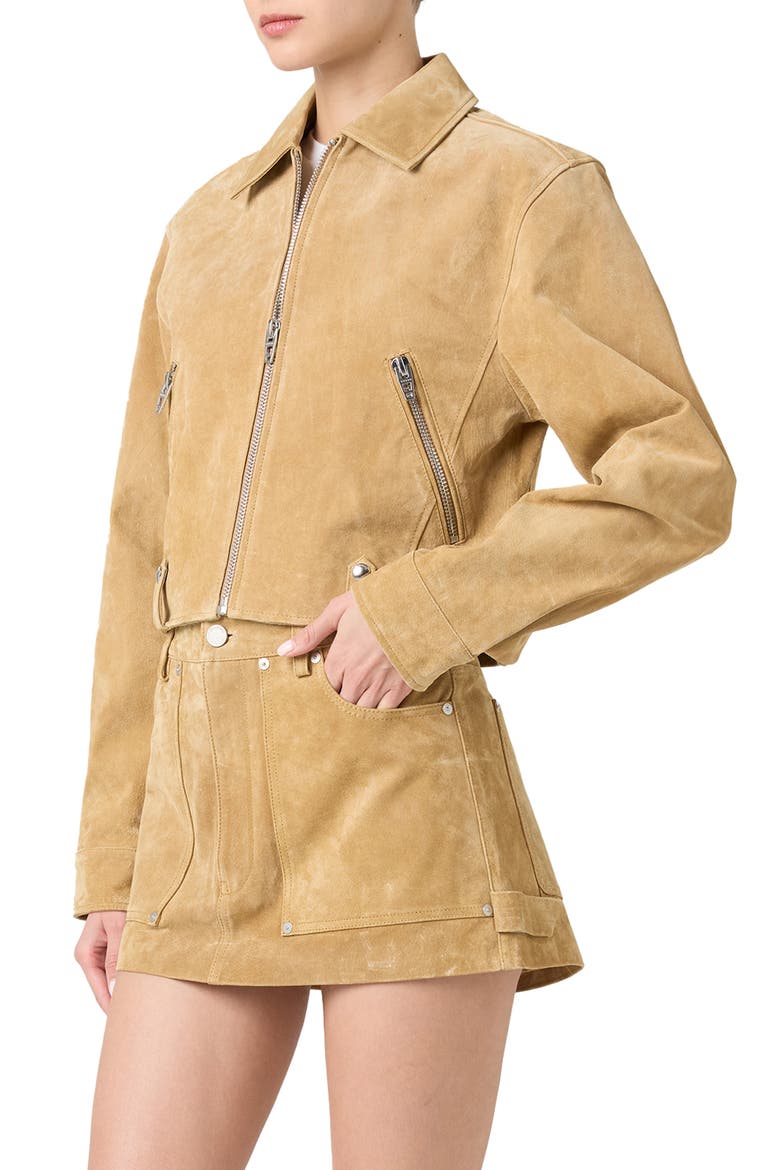 Crop Suede Jacket, Alternate, color, CINNAMON CRUNCH