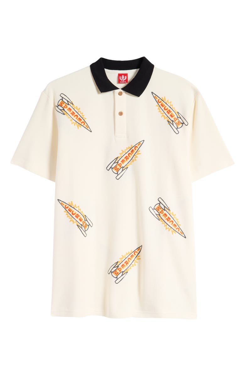 ICECREAM Anchor Embroidered Polo, Alternate, color, Antique White