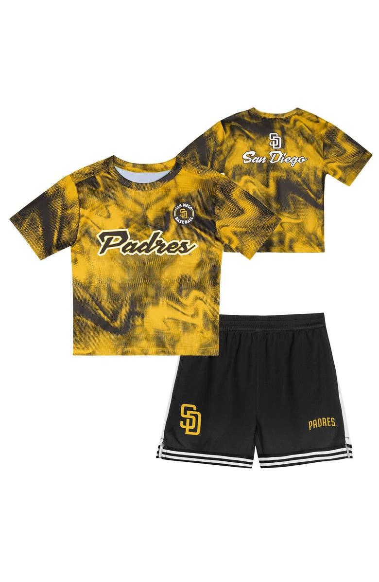Outerstuff Toddler Gold/Brown San Diego Padres Pinch Hitter Infielder T-Shirt & Shorts Set, Alternate, color, Gold
