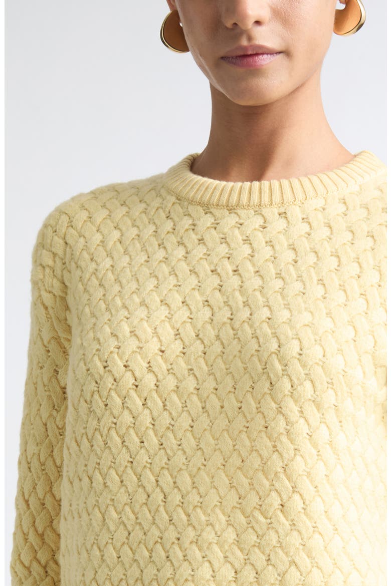Wool Intrecciato Crewneck Sweater, Alternate, color, 2998 BUFF