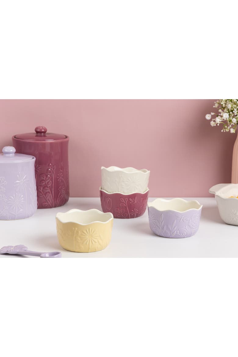 In The Meadow Ramekins with Embossed Floral Design, Set of 4, Alternate, color, Multicolor