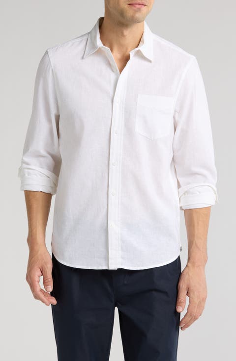 Solid Linen & Cotton Button-Up Shirt