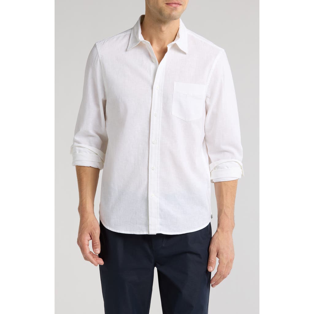 14TH & UNION 14TH & UNION SOLID LINEN & COTTON BUTTON-UP SHIRT