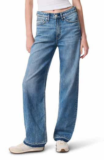 rag & bone Featherweight Release Hem Mid Rise Wide Leg Jeans