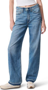 rag & bone Featherweight Release Hem Mid Rise Wide Leg Jeans