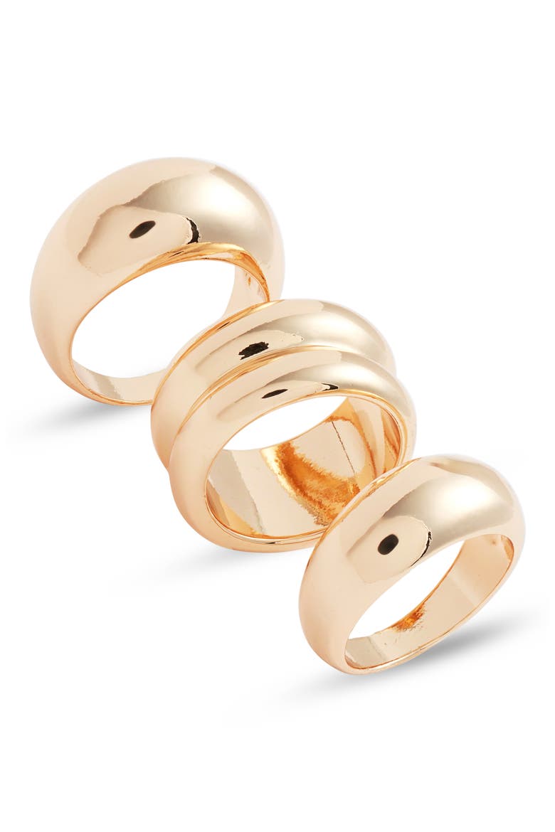 Set of 3 Domed Rings, Main, color, GOLD
