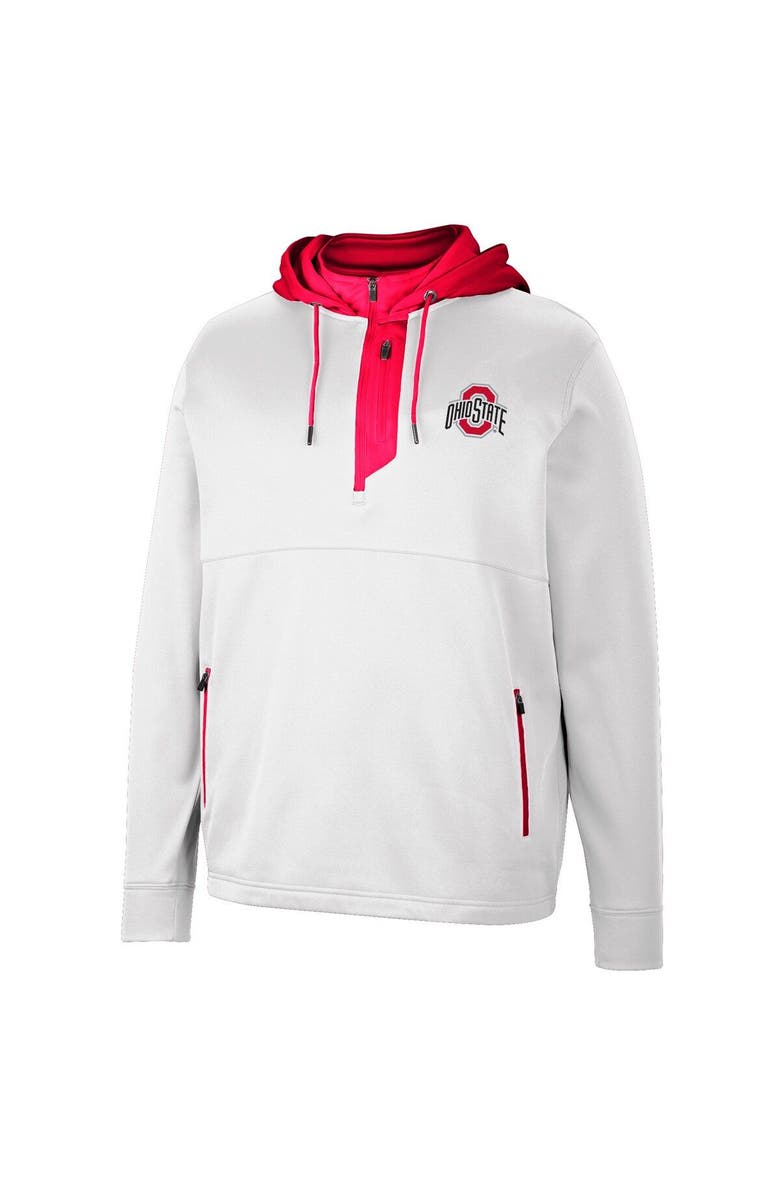 COLOSSEUM Men's Colosseum White Ohio State Buckeyes Luge 3.0 Quarter-Zip Hoodie, Alternate, color,