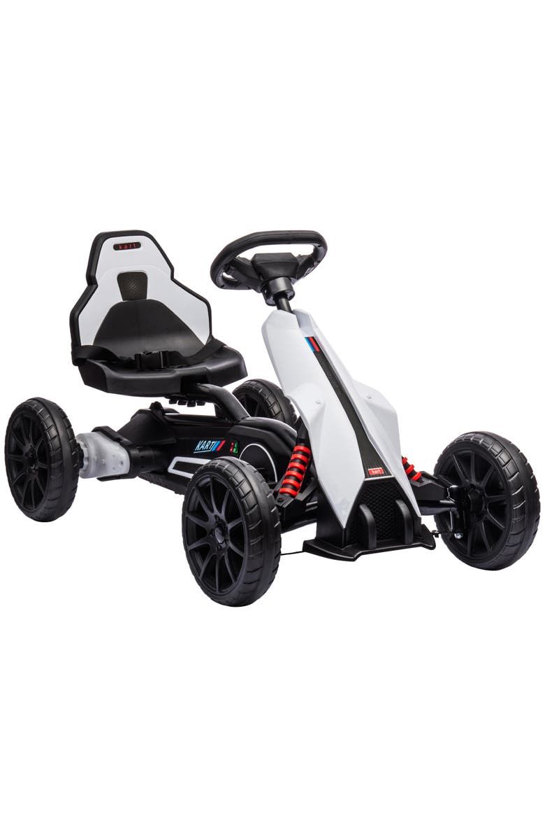 Aosom 12V Kids Electric Go Kart with Forward Backward Drive Adjustable Speed, Main, color, White