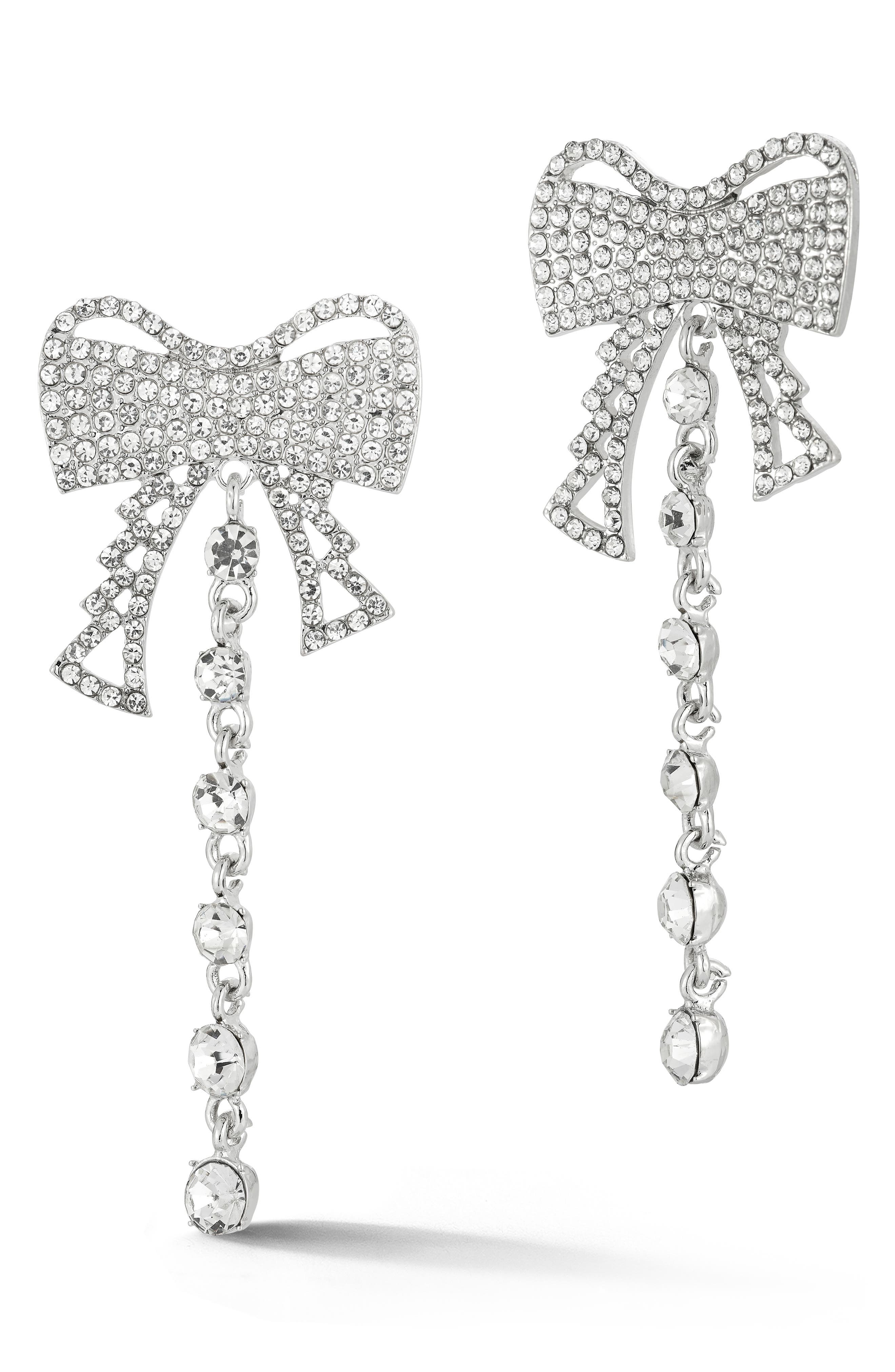 SPHERA MILANO Pavé Bow Drop Earrings
