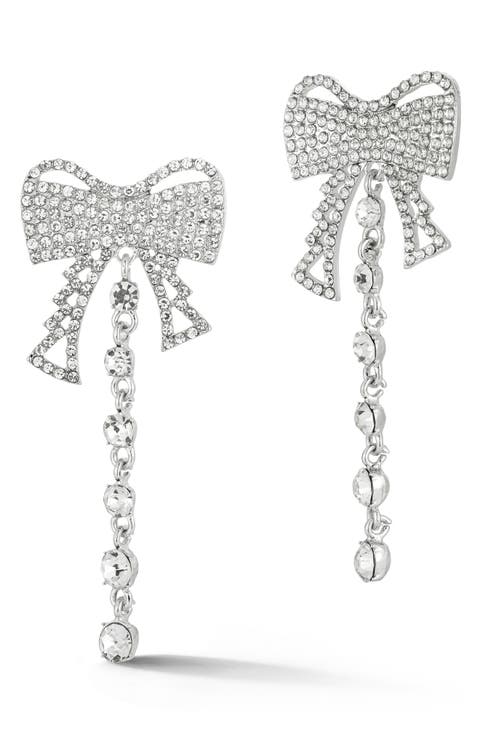 Pavé Bow Drop Earrings