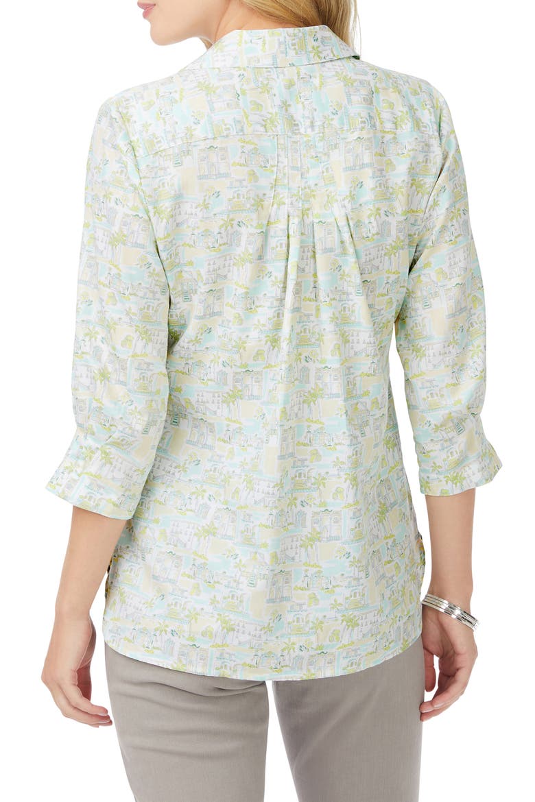 Meryl Coast to Coast Print Cotton Button-Up Shirt, Alternate, color, SEA MIST