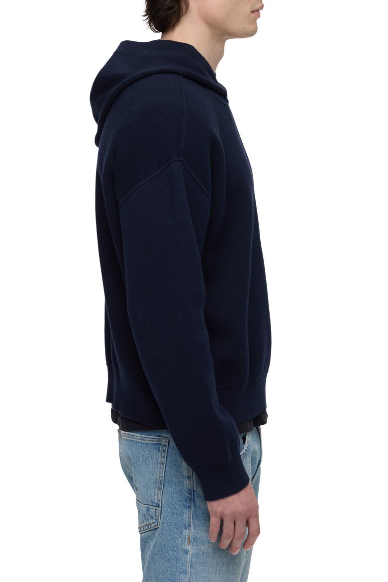 Cotton & Cashmere Double Knit Hoodie, Alternate, color, DARK NAVY