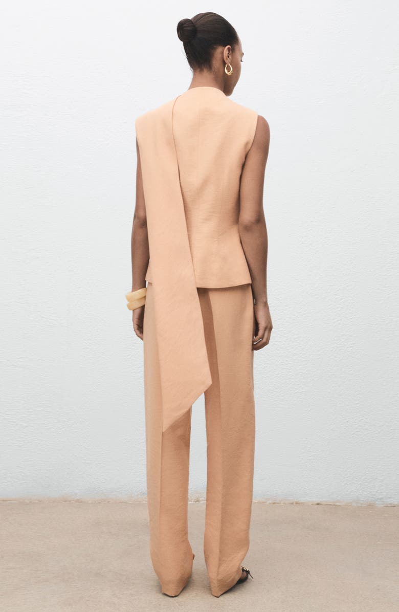 MANGO Elastic Waist Lyocell Blend Pants, Alternate, color, Nude