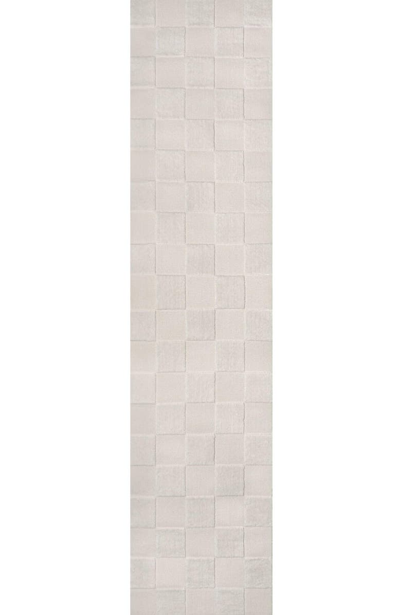 JONATHAN Y Thea Modern Geometric Checkerboard High-Low Area Rug, Alternate, color, White/Cream