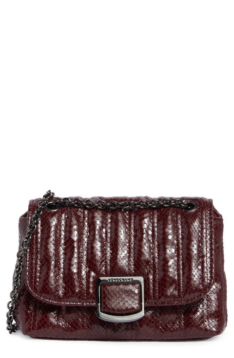 Brioche Snakeskin Embossed Leather Crossbody Bag