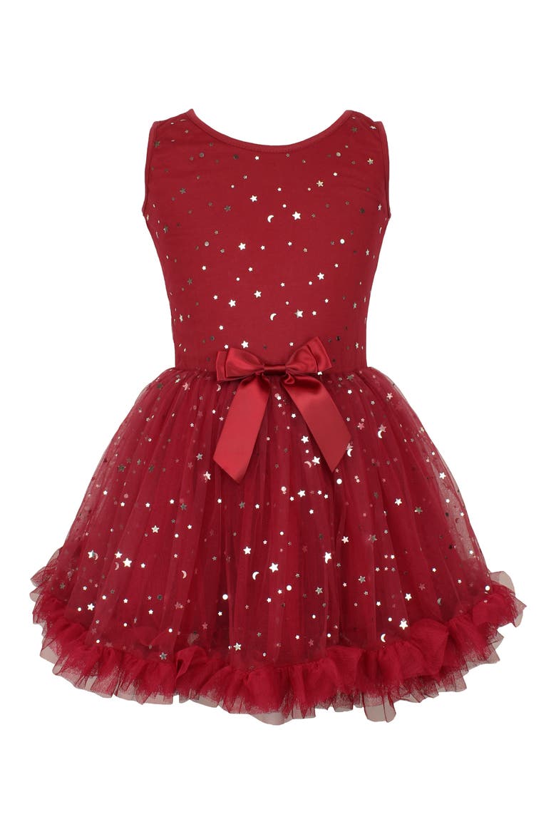 Metallic Moon & Stars Pettidress, Main, color, RED