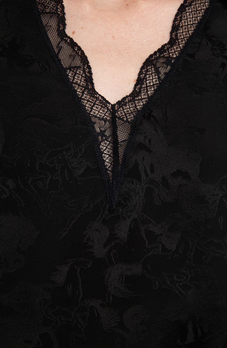 Zadig & Voltaire Rerzo Floral Jacquard Tie Waist Silk Minidress, Alternate, color, Black