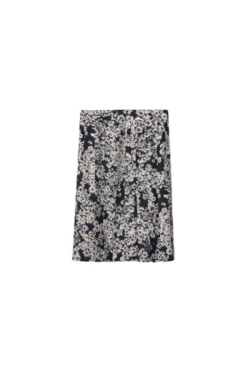 Burberry Flower Print Midi Silk Skirt In Black