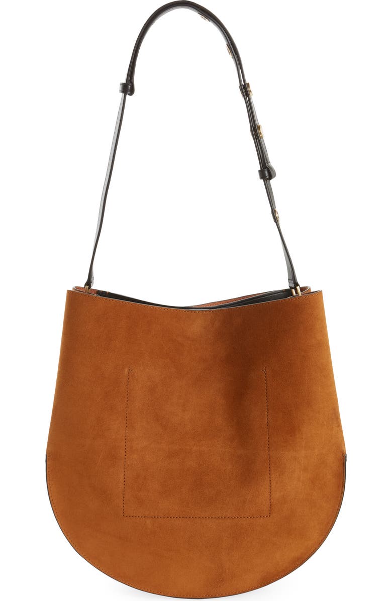 AllSaints Beaumont Suede Hobo Bag, Alternate, color,