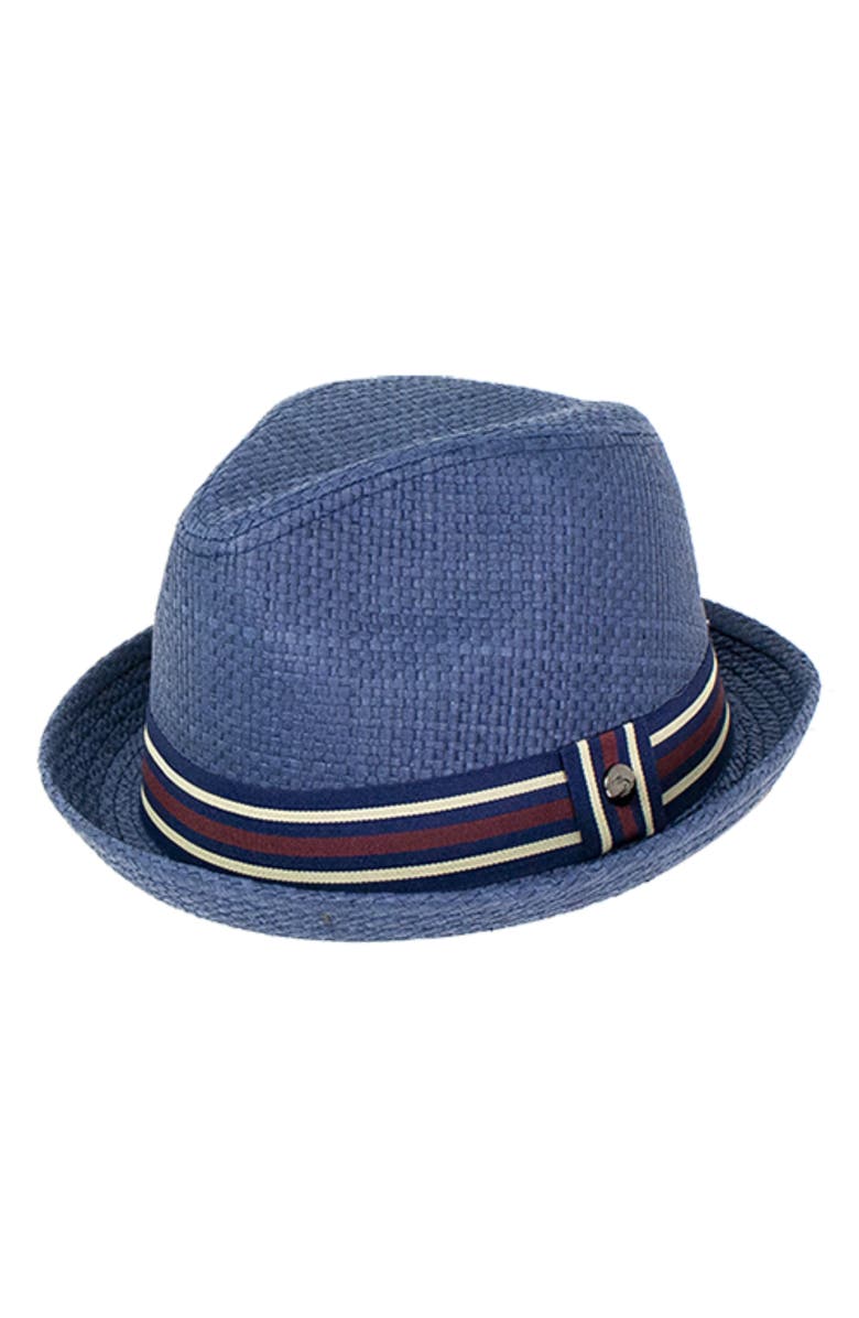 PETER GRIMM Depp Toyo Straw Fedora, Main, color, Navy