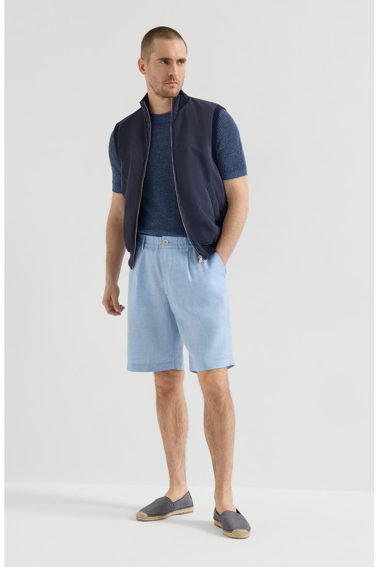 Linen and cotton T-shirt, Alternate, color, Denim