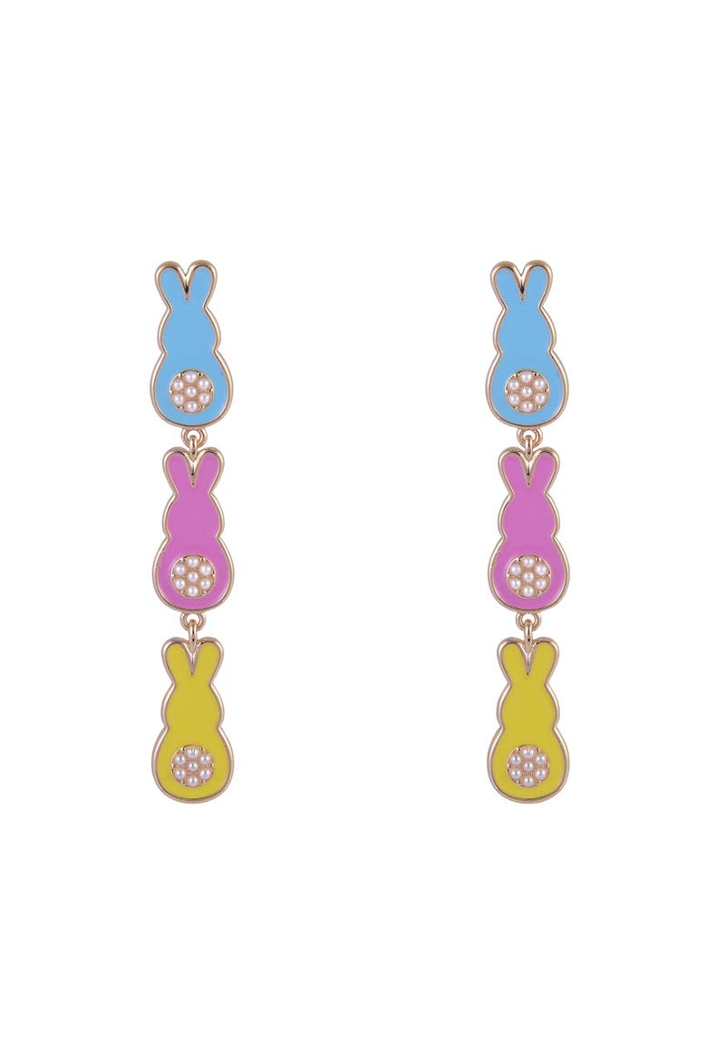 Linear Easter Bunny Earrings, Alternate, color, PInk