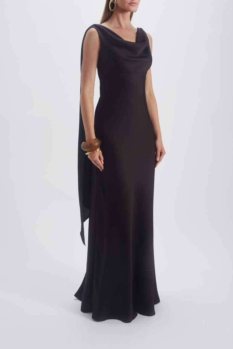 Bias Cut Streamer Dress, Alternate, color, Raisin