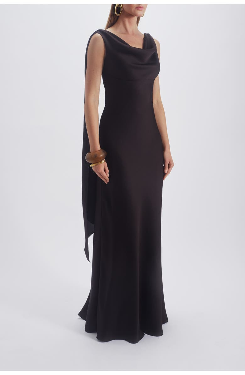 Amsale Bias Cut Streamer Dress, Alternate, color, Raisin