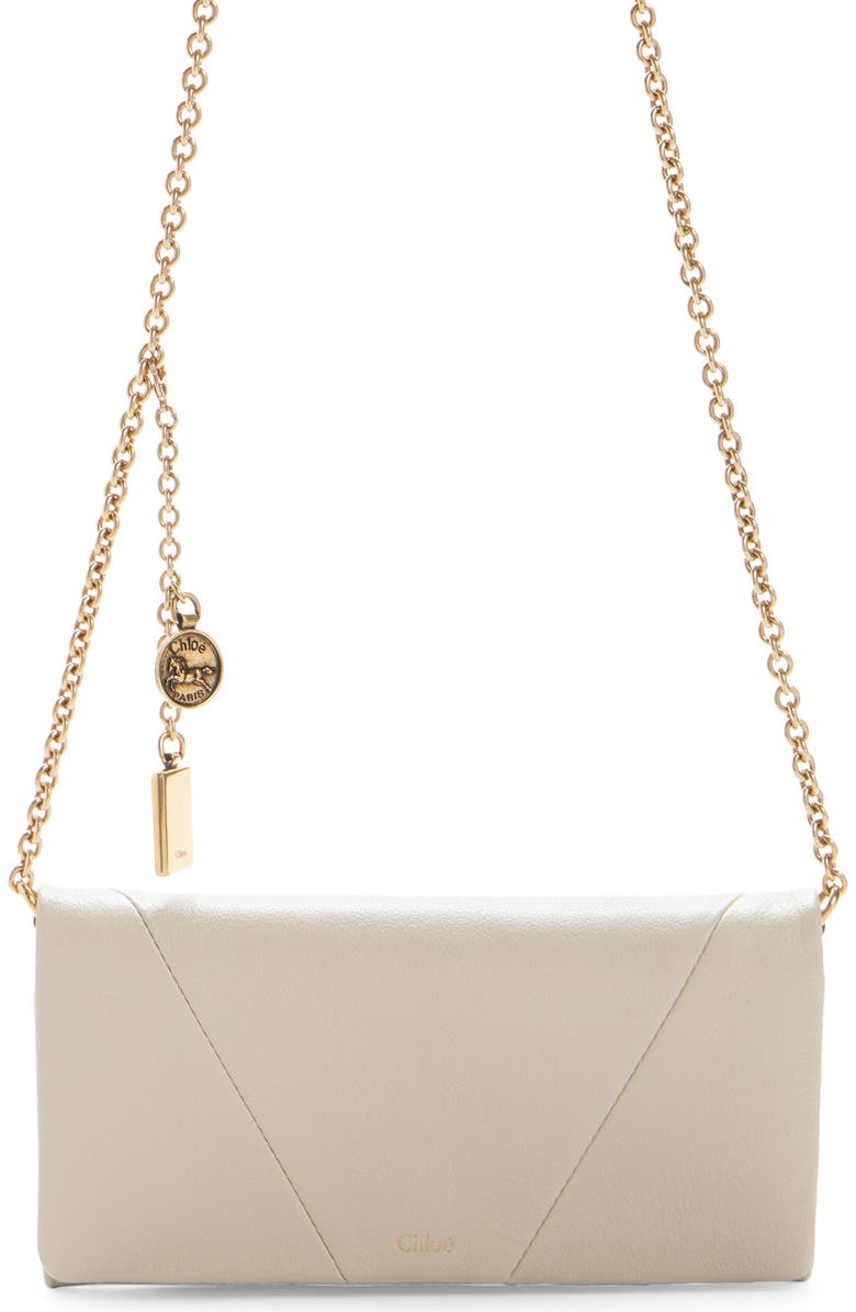 Chloé Spin Leather Wallet On A Chain, Main, color, 23N Vegetal Beige