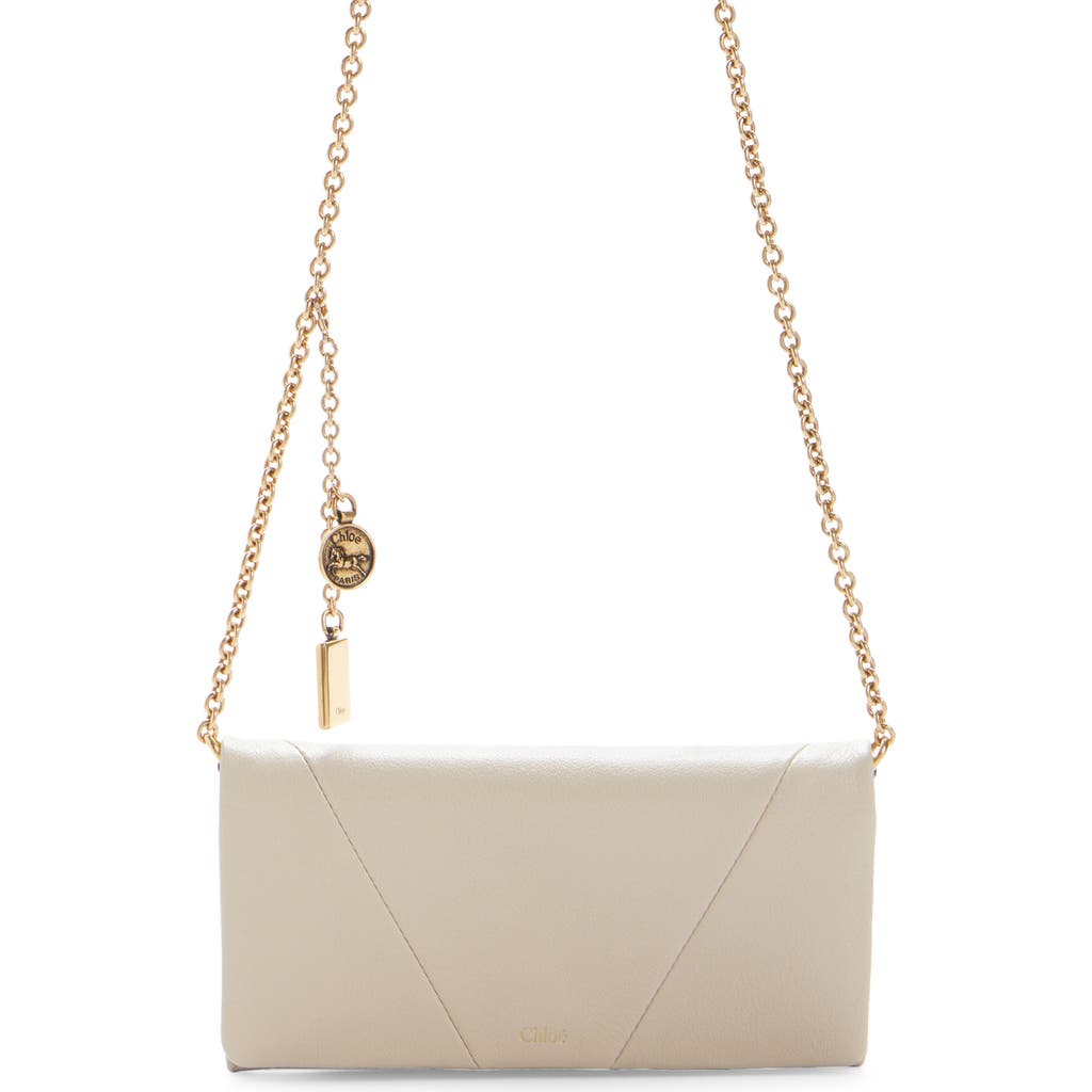 Chloé Womens Spin Logo-plaque Leather Chain Wallet Vegetal Beige In 23n Vegetal Beige