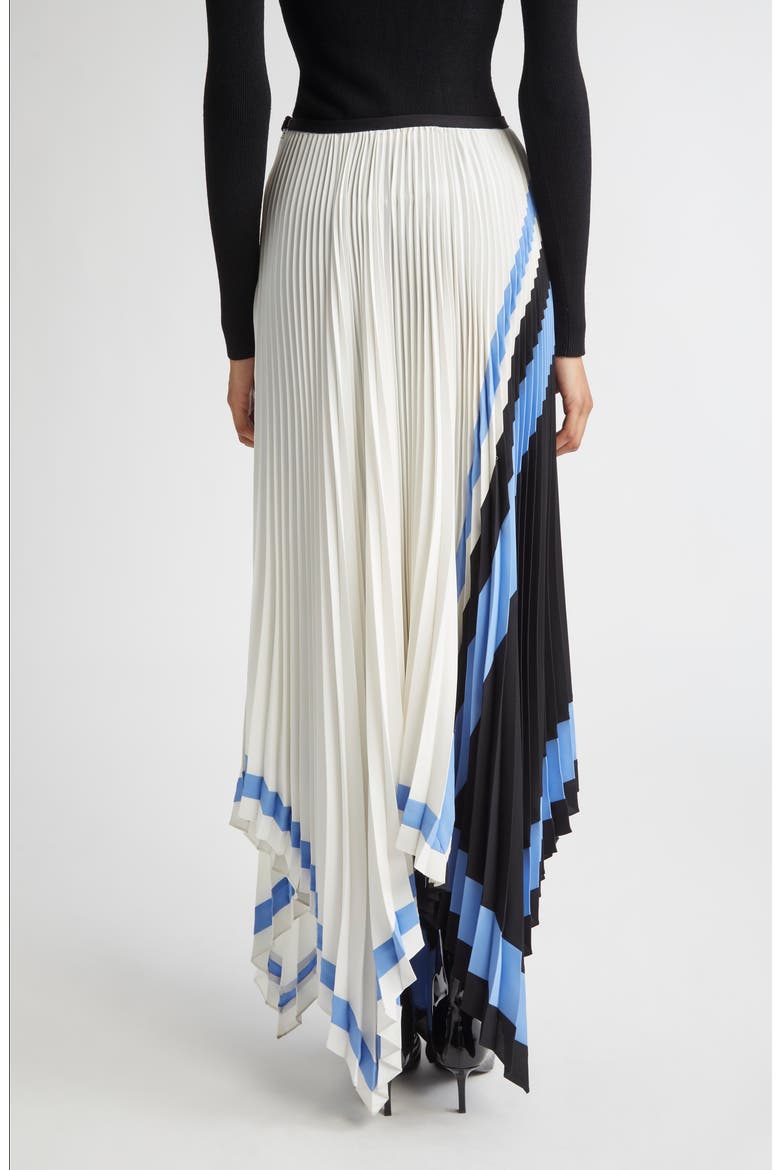 Emilia Abstract Print Pleated Asymmetric Skirt, Alternate, color, WHITE MULTI