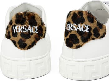 Versace Greca Genuine Calf Hair Embellished Low Top Sneaker