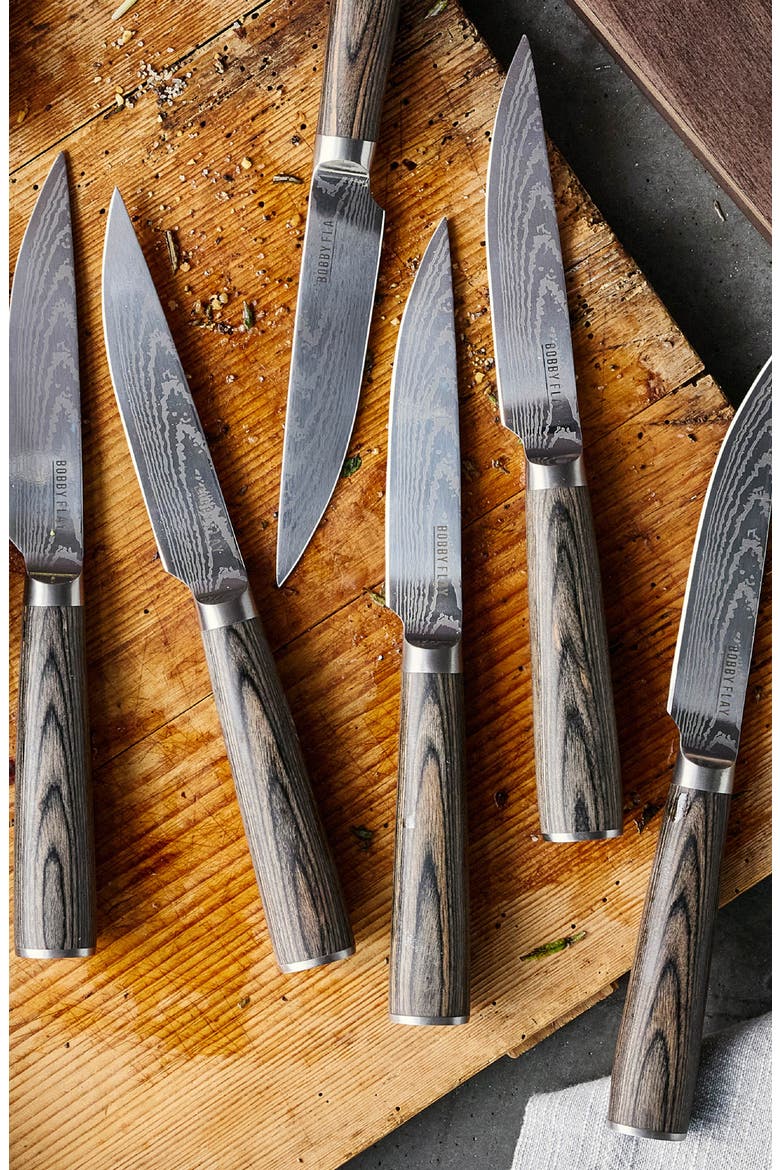 x Bobby Flay Stainless Steel 6-Piece Steak Knife Set, Alternate, color, BROWN