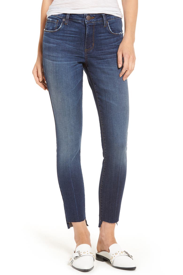 Step Hem Skinny Jean, Main, color, DARK RINSE WASH
