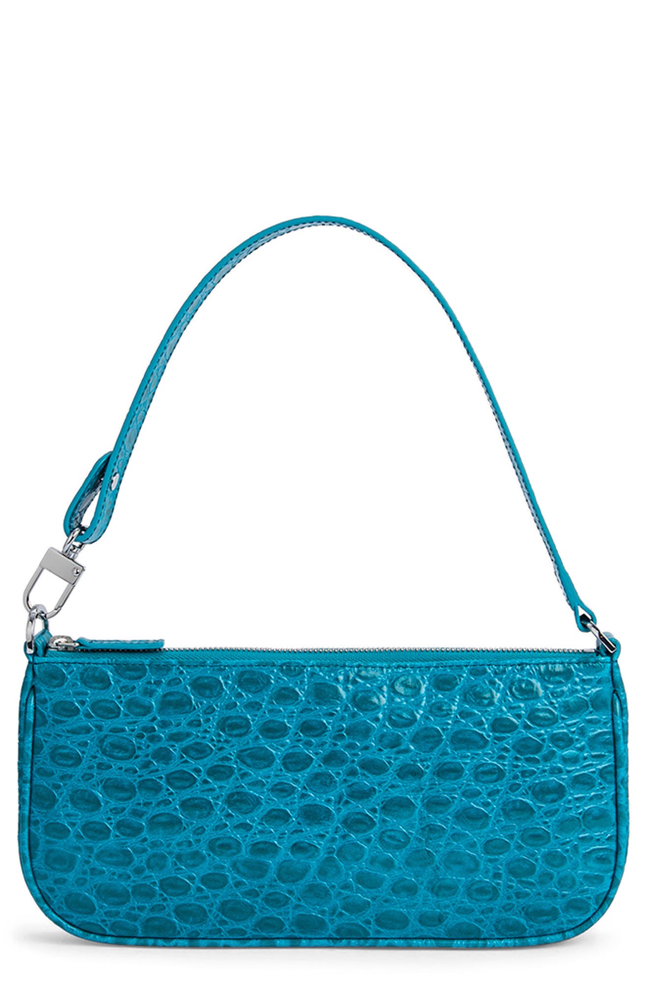 By Far Rachel Croc Embossed Leather Shoulder Bag, Main, color, 