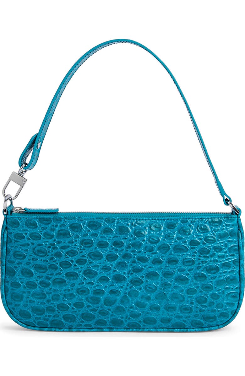 By Far Rachel Croc Embossed Leather Shoulder Bag, Main, color,