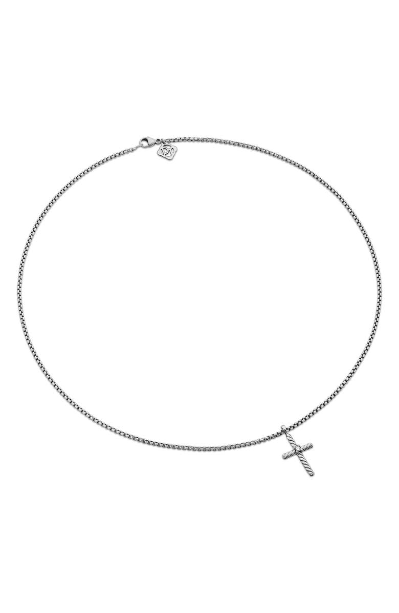 David Yurman Cable Classics Cross with Diamond on Chain, Alternate, color, Diamond
