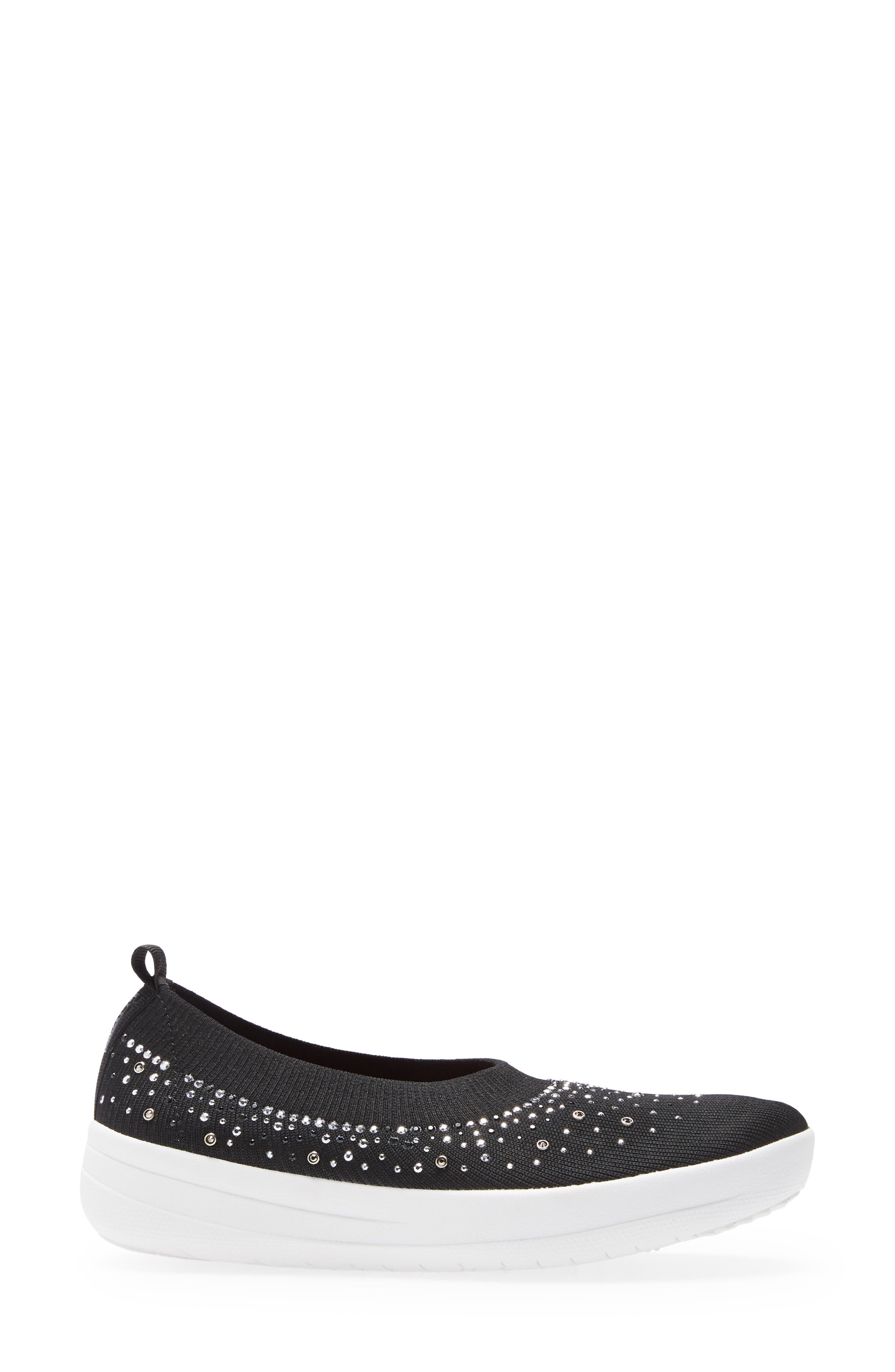 FitFlop Uberknit<sup>™</sup> Crystal Ballerina Slip-On Sneaker, Alternate, color, Black Fabric