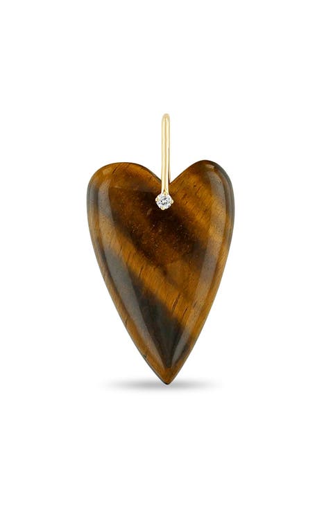 Tiger's Eye Heart Diamond Charm