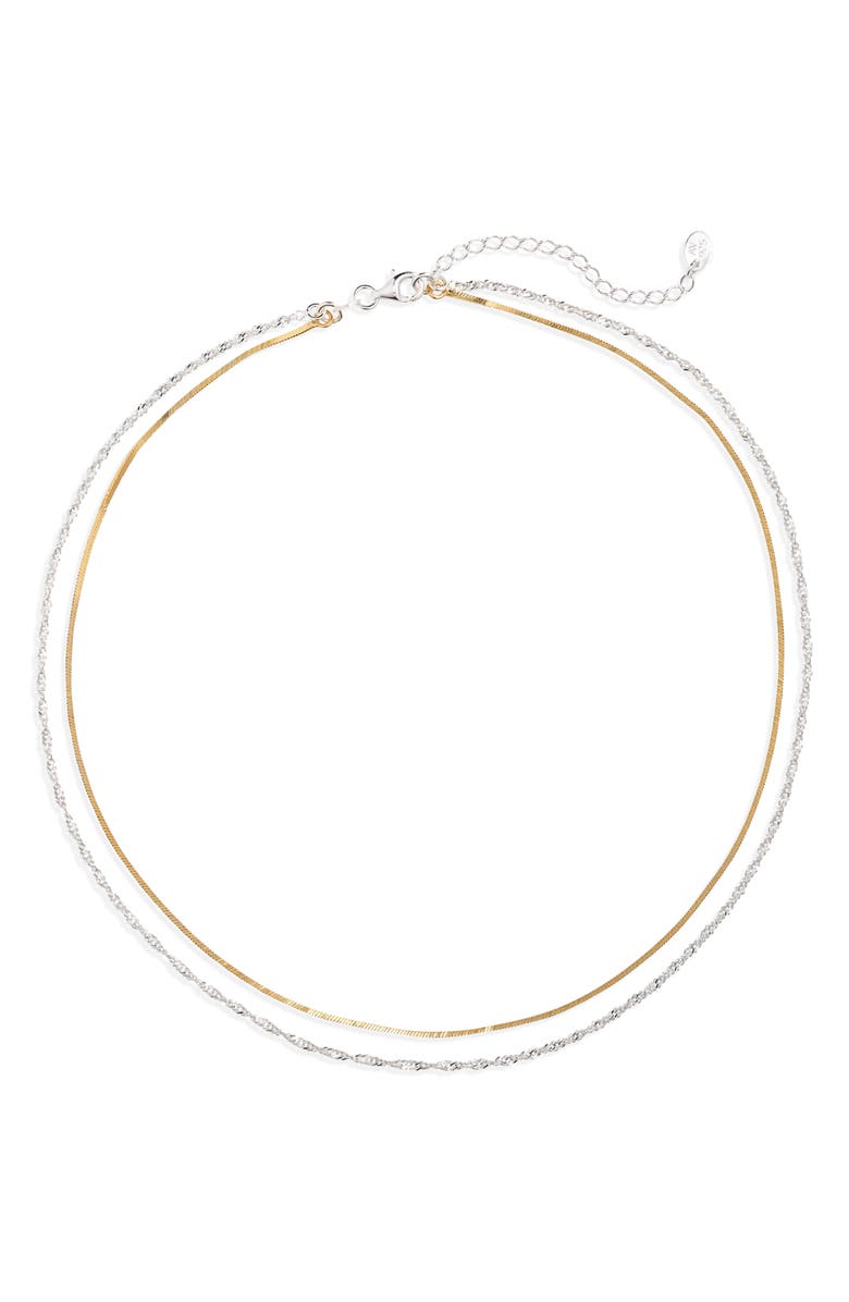 Argento Vivo Sterling Silver Two-Tone Layered Necklace, Main, color, Gold/ Silver