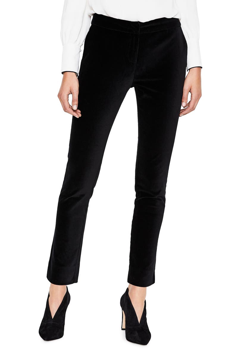 Slim Stretch Cotton Velvet Pants, Main, color, BLACK
