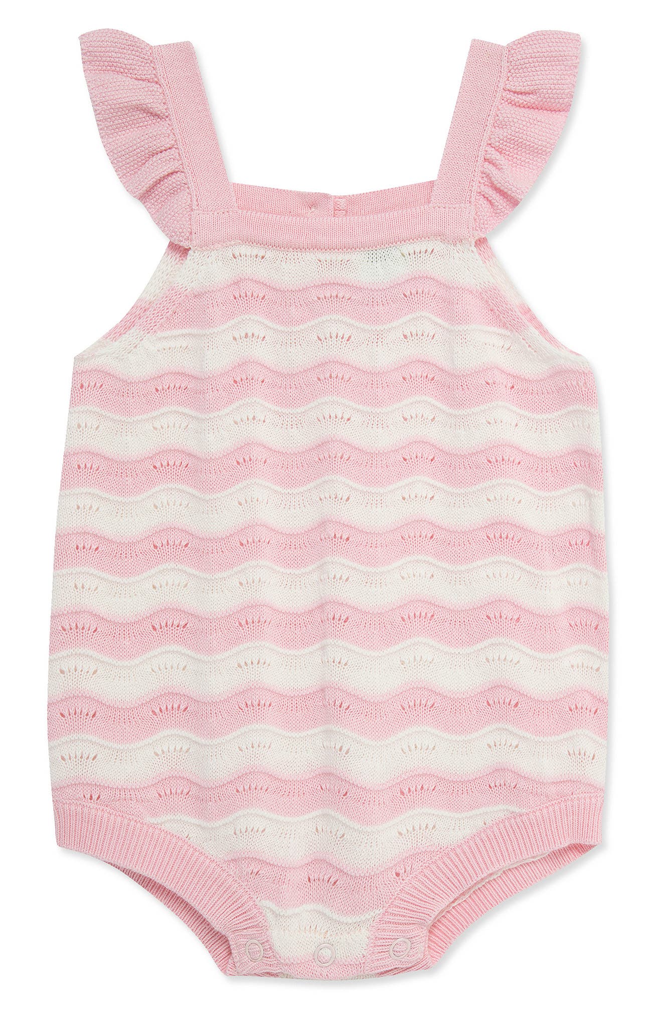 Little Me Curvy Stripe Pointelle Knit Bubble Romper