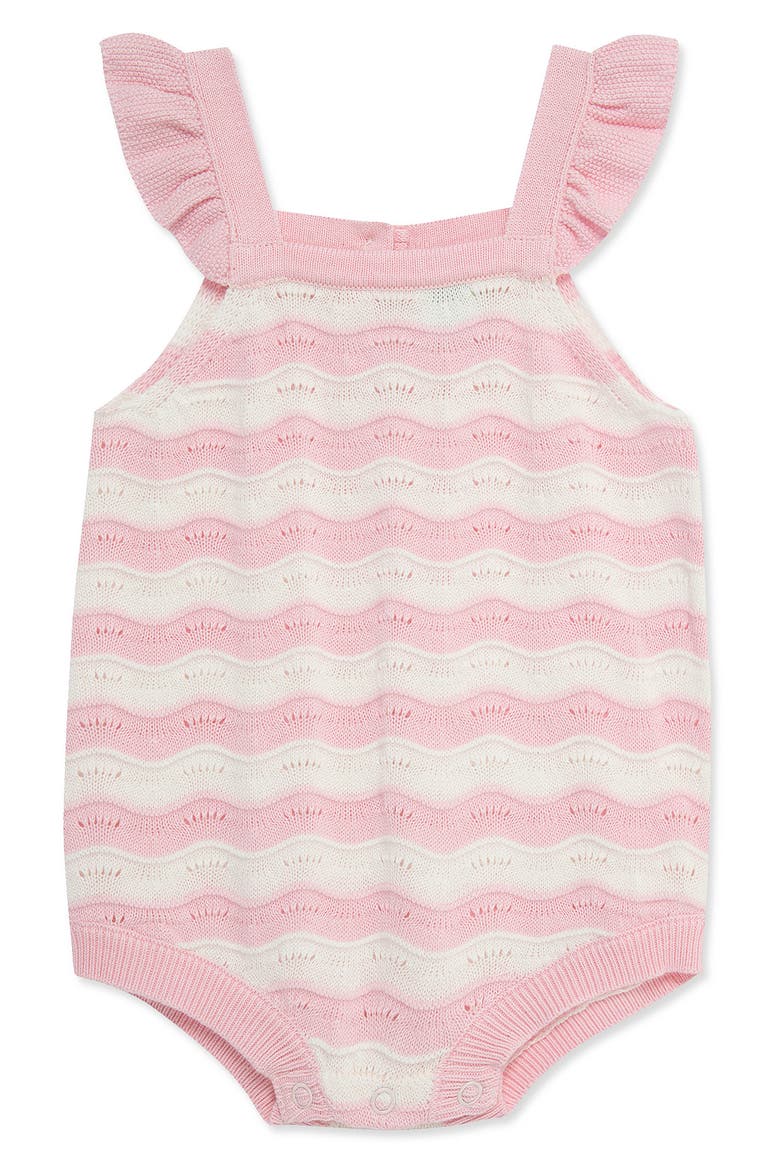 Curvy Stripe Pointelle Knit Bubble Romper, Main, color, PINK
