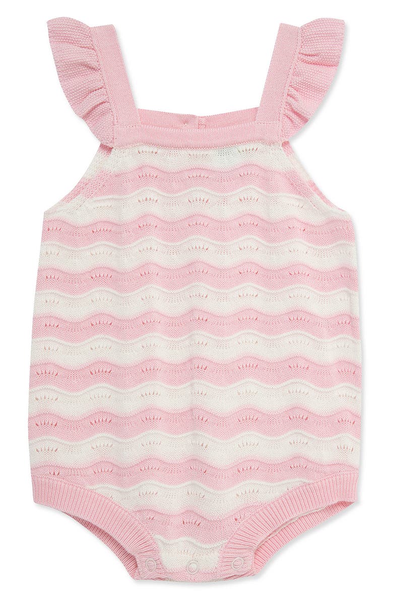 Little Me Curvy Stripe Pointelle Knit Bubble Romper, Main, color, Pink