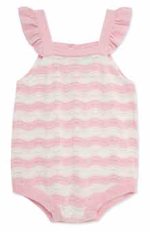 Little Me Curvy Stripe Pointelle Knit Bubble Romper