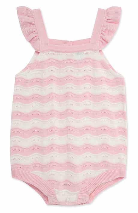 Little Me Curvy Stripe Pointelle Knit Bubble Romper