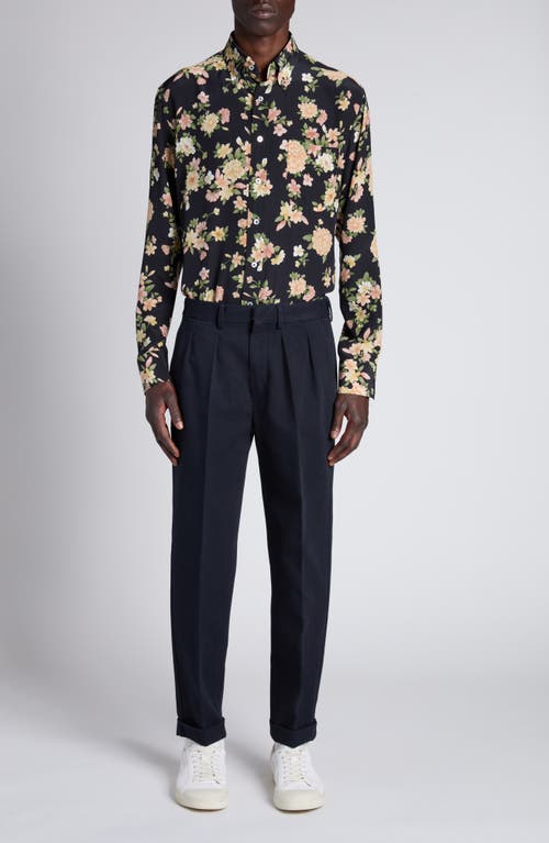 Tom Ford Floral Silk Crêpe De Chine Shirt In Zdpco Combo Pink/orange