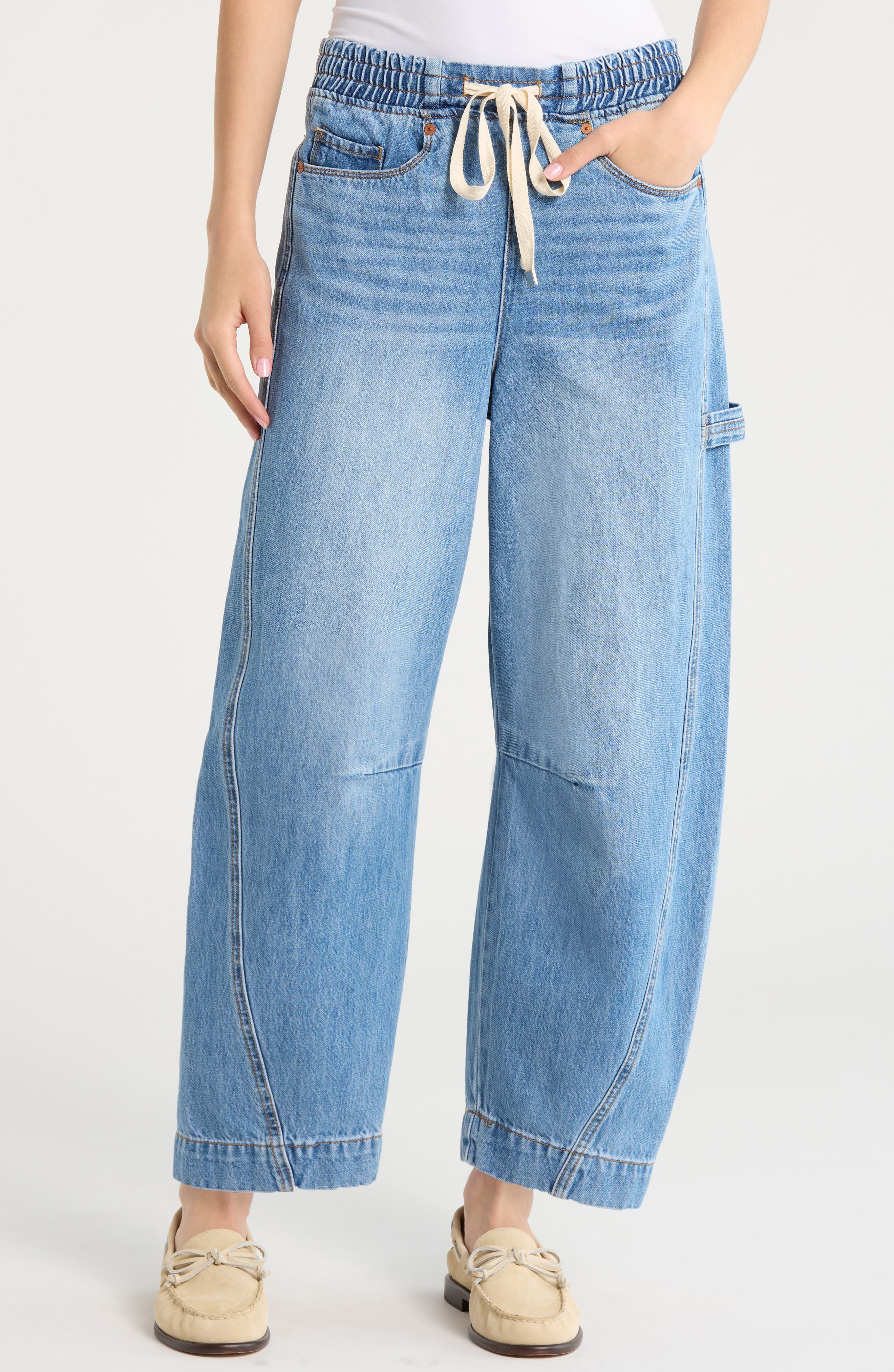 The Barrel Leg Drawstring Barrel Leg Jeans